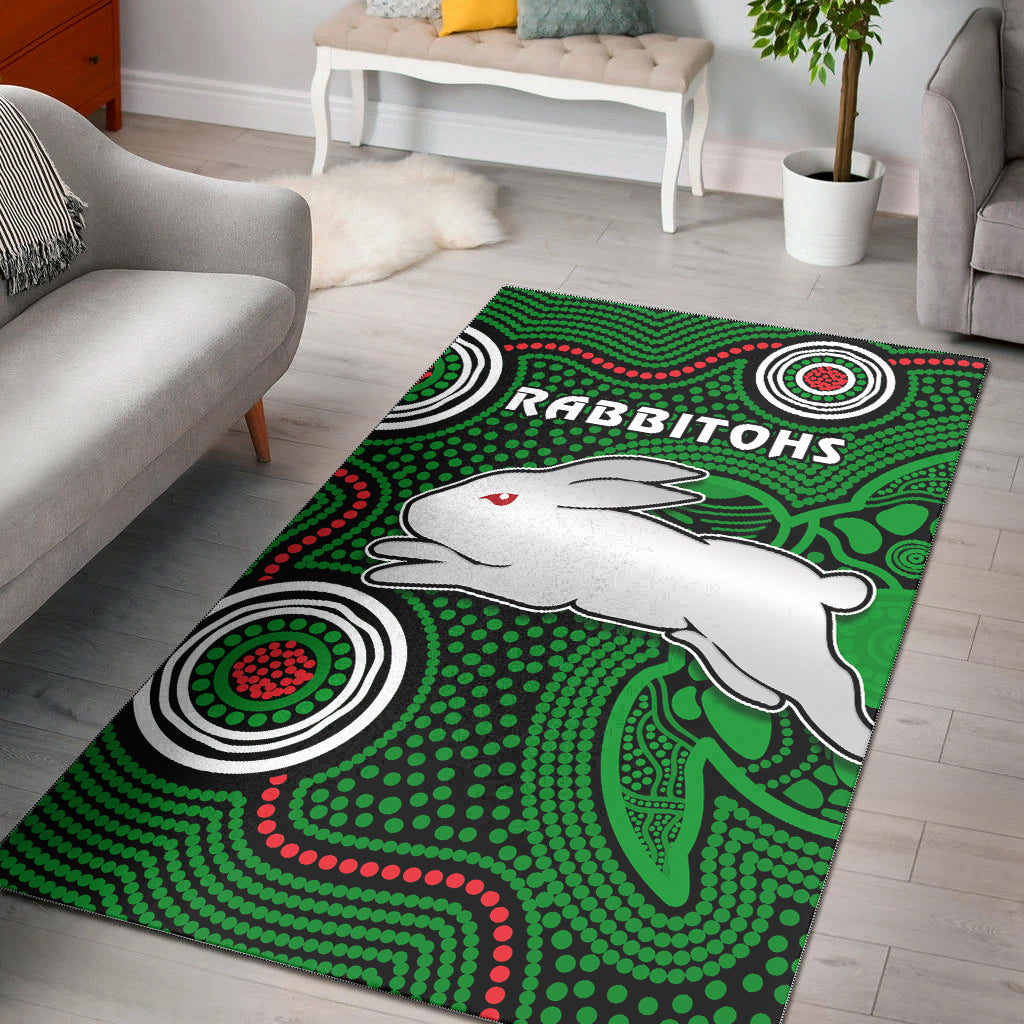 Rabbitohs Indigenous Area Rug Simple Green - Vibe Hoodie Shop