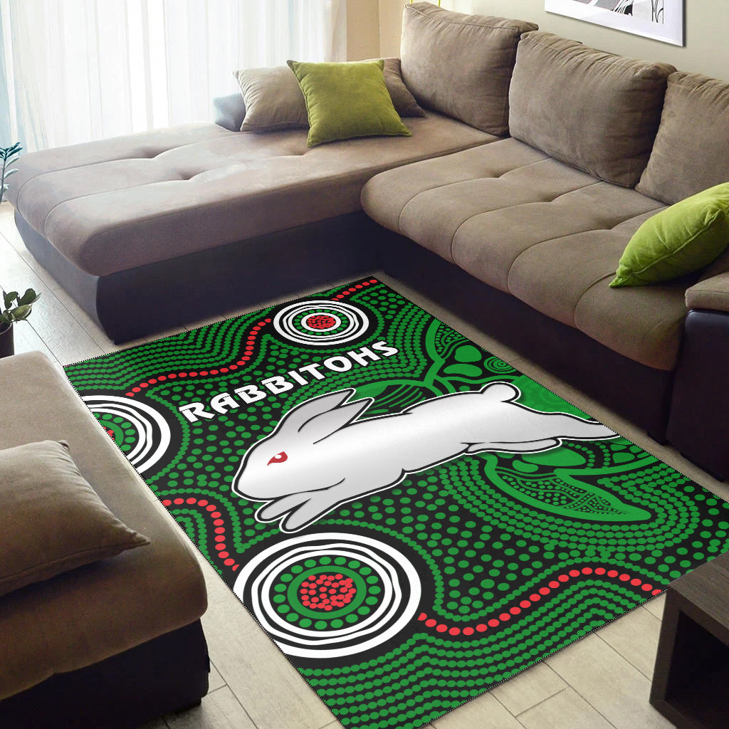 Rabbitohs Indigenous Area Rug Simple Green - Vibe Hoodie Shop