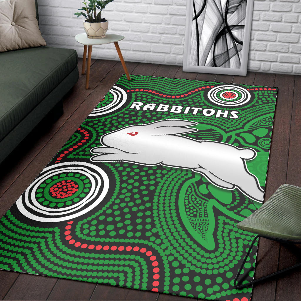 Rabbitohs Indigenous Area Rug Simple Green - Vibe Hoodie Shop