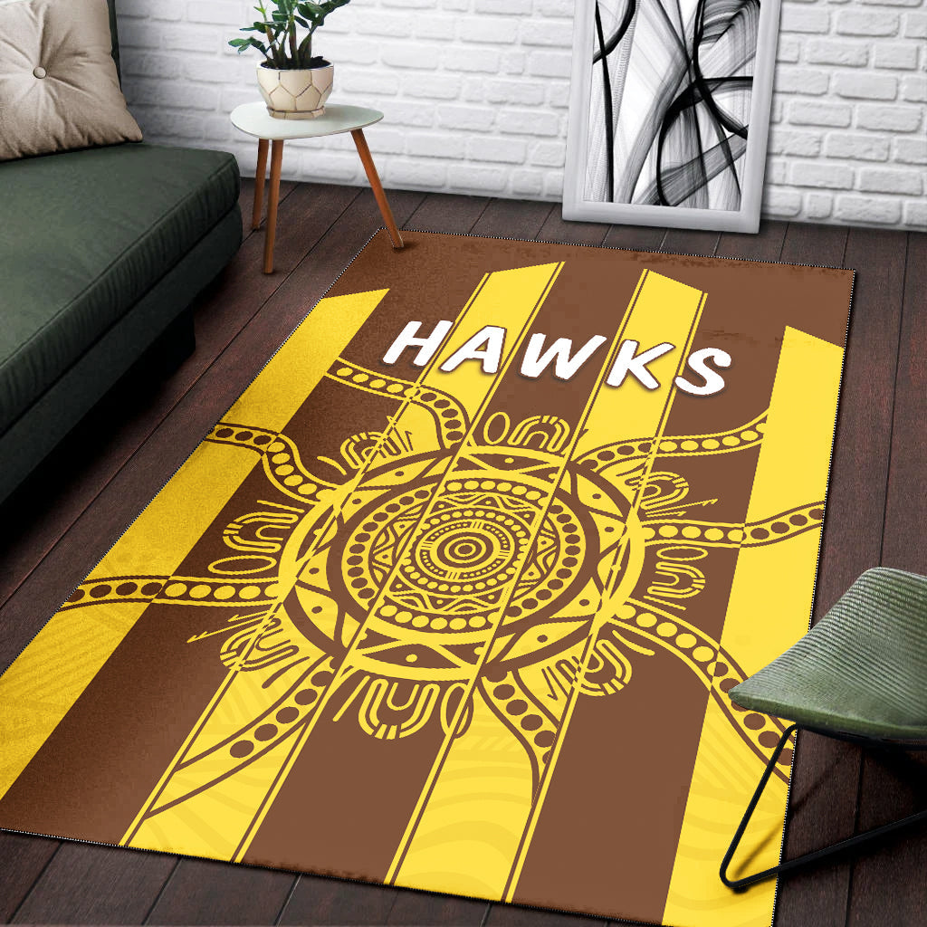 Hawks Indigenous Area Rug Hawthorn Football 02 - Vibe Hoodie Shop