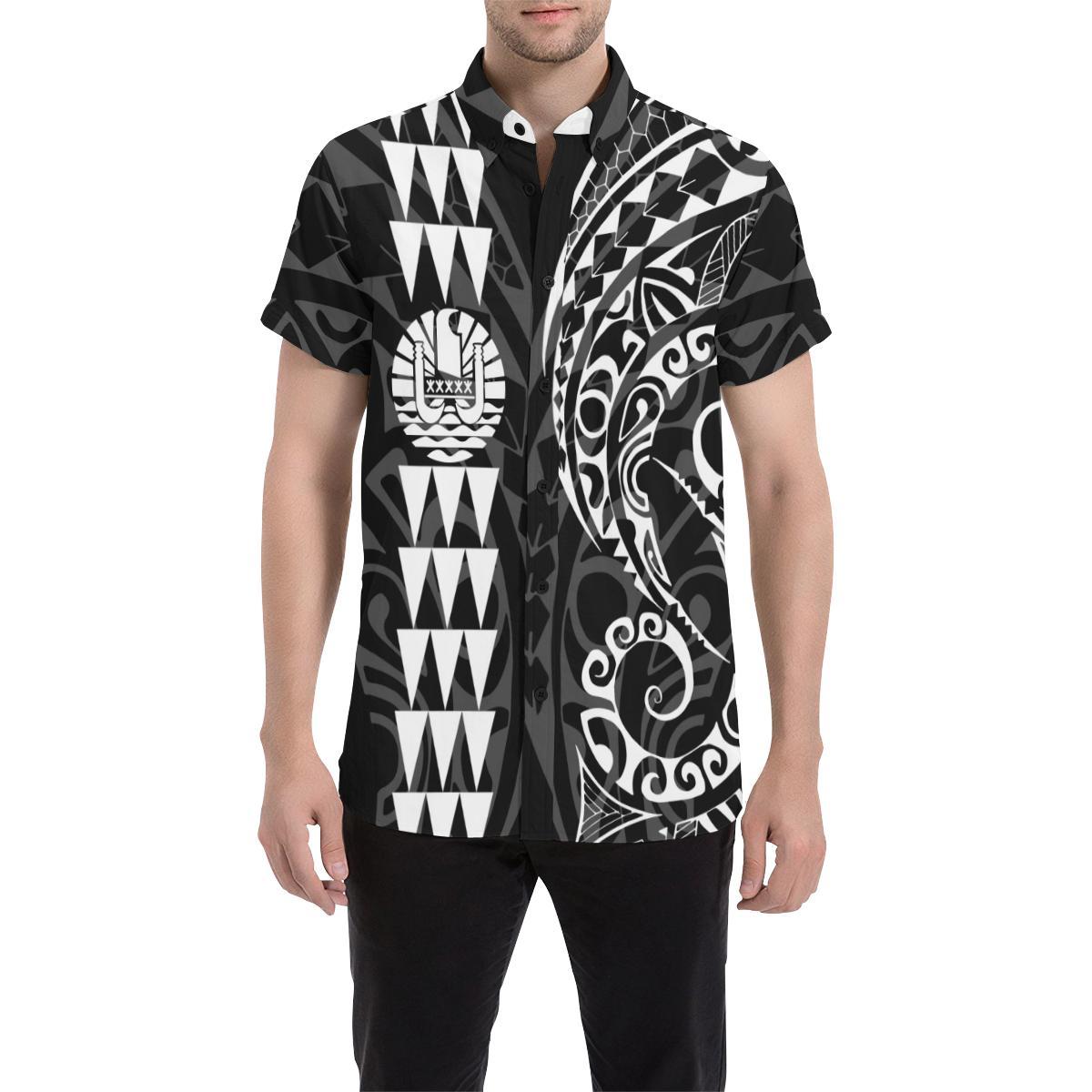 Tahiti Polynesian Short Sleeve Shirt White - Vibe Hoodie Shop