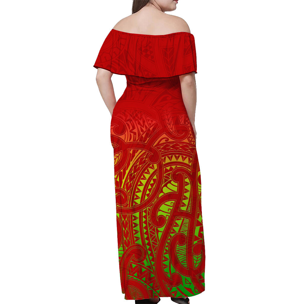 (Custom Personalised) New Zealand Off Shoulder Long Dress NZ Maori Special Ver.01 - Vibe Hoodie Shop