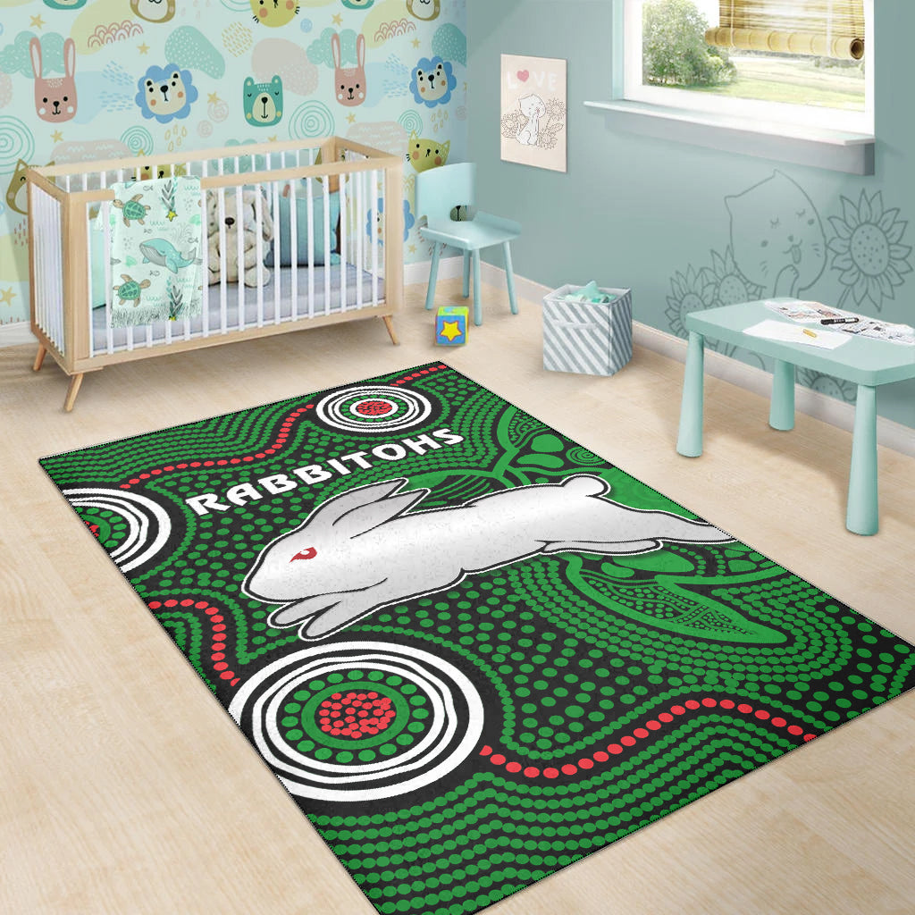 Rabbitohs Indigenous Area Rug Simple Green - Vibe Hoodie Shop