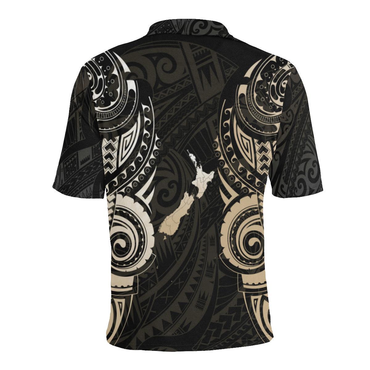 Maori Tattoo with Map New Zealand Polo Shirt - Vibe Hoodie Shop