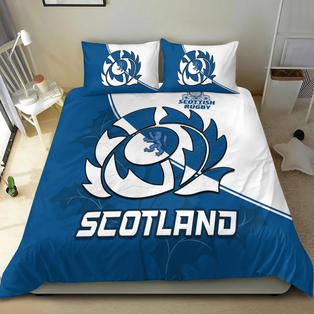 Scotland Rugby Bedding Set Scottish Coat Of Arms Mix Thistle Newest Version - Vibe Hoodie Shop