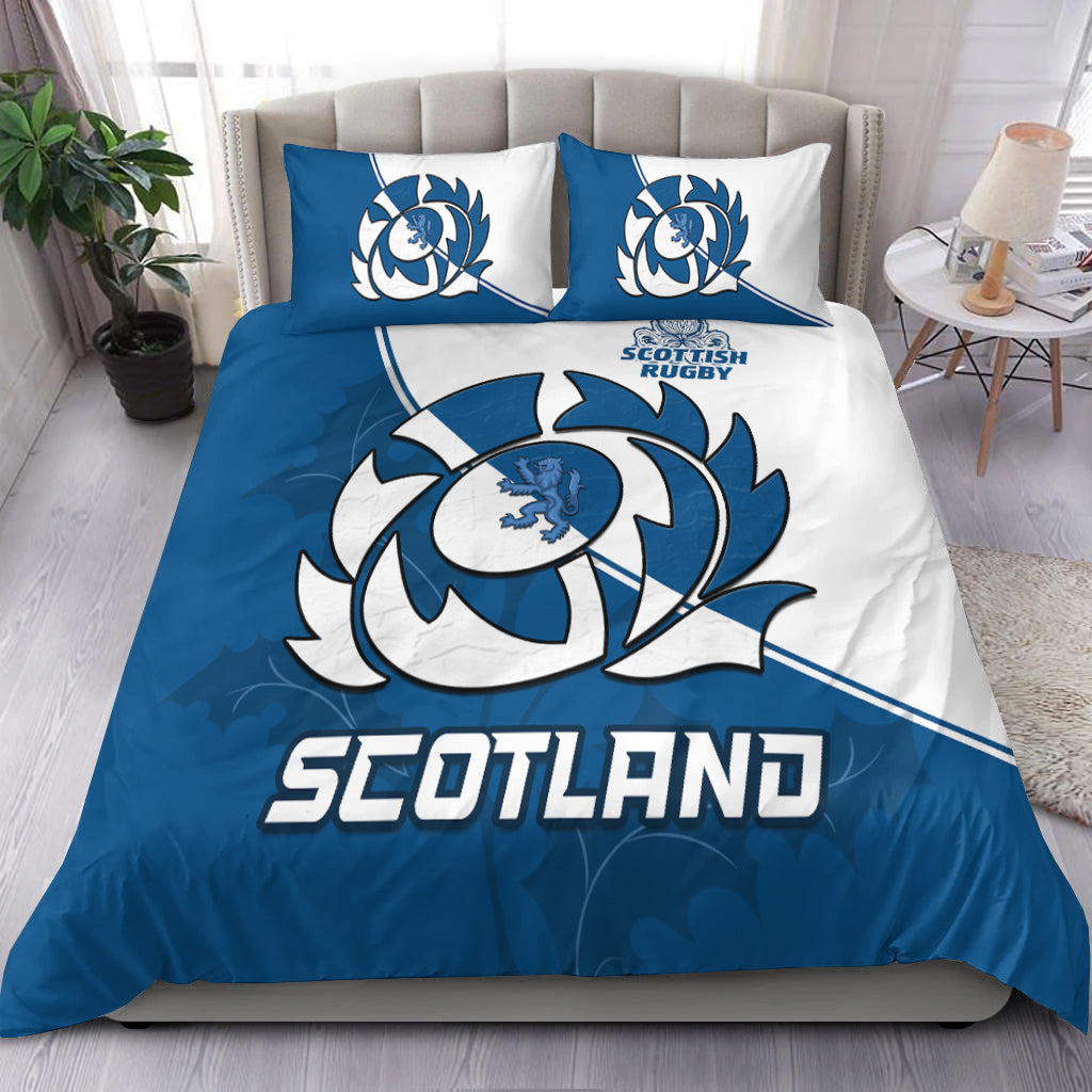 Scotland Rugby Bedding Set Scottish Coat Of Arms Mix Thistle Newest Version - Vibe Hoodie Shop