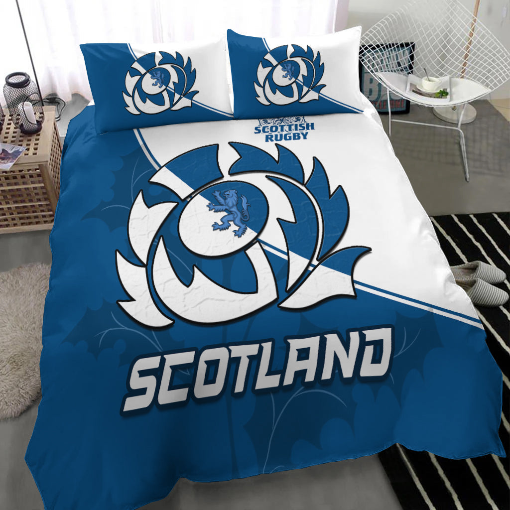 Scotland Rugby Bedding Set Scottish Coat Of Arms Mix Thistle Newest Version - Vibe Hoodie Shop