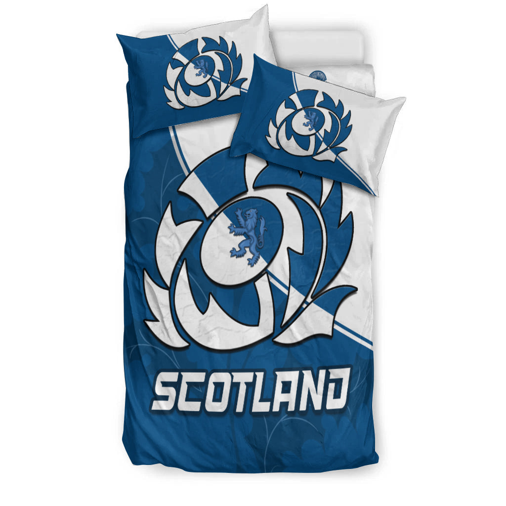 Scotland Rugby Bedding Set Scottish Coat Of Arms Mix Thistle Newest Version - Vibe Hoodie Shop