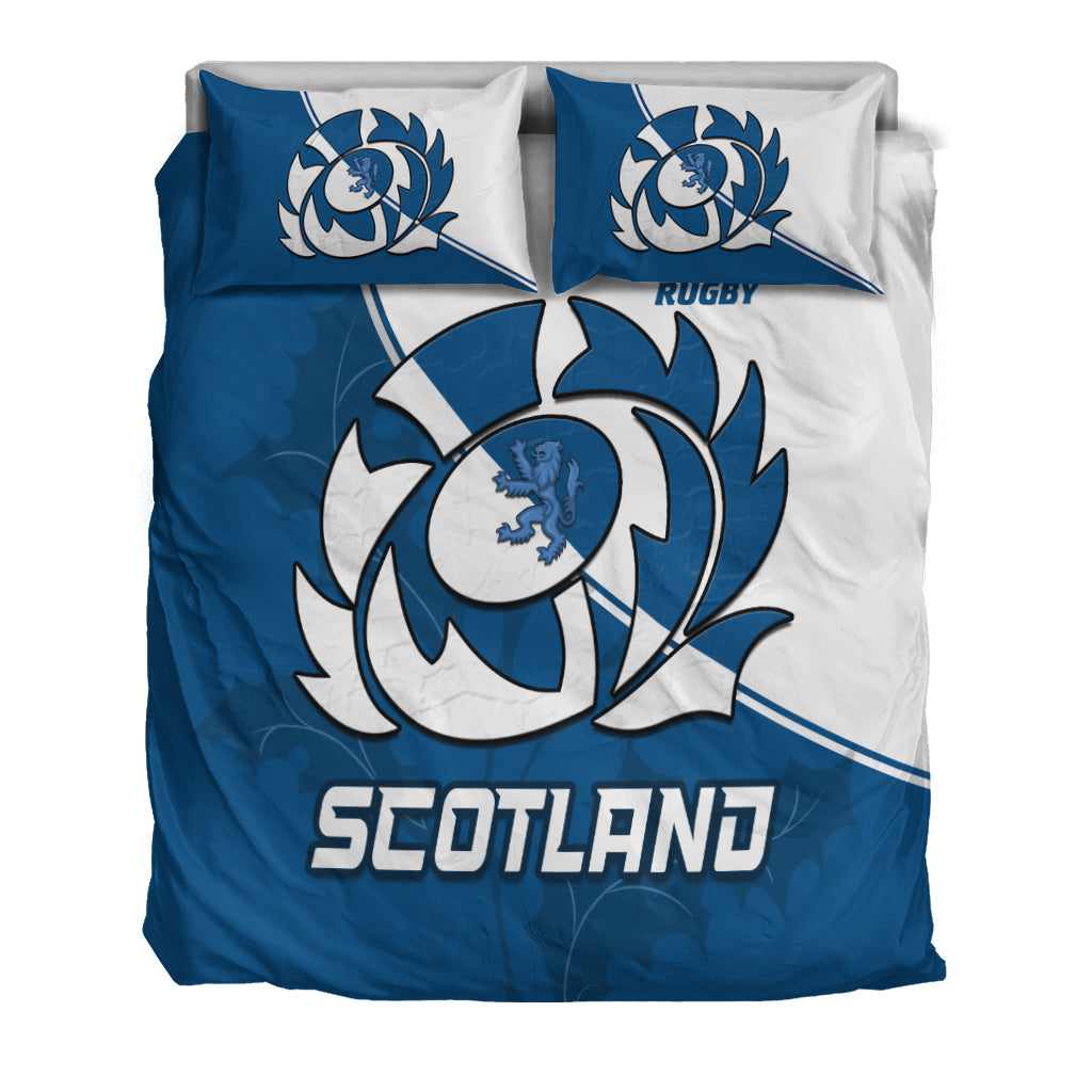 Scotland Rugby Bedding Set Scottish Coat Of Arms Mix Thistle Newest Version - Vibe Hoodie Shop