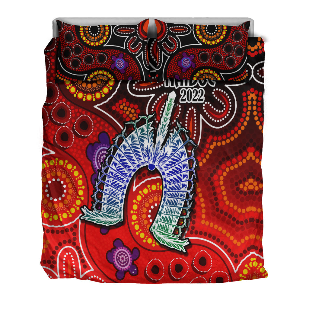 Australia NAIDOC Week Bedding Set Australian Aboriginal Dhari Kangaroo Artsy Style - Vibe Hoodie Shop