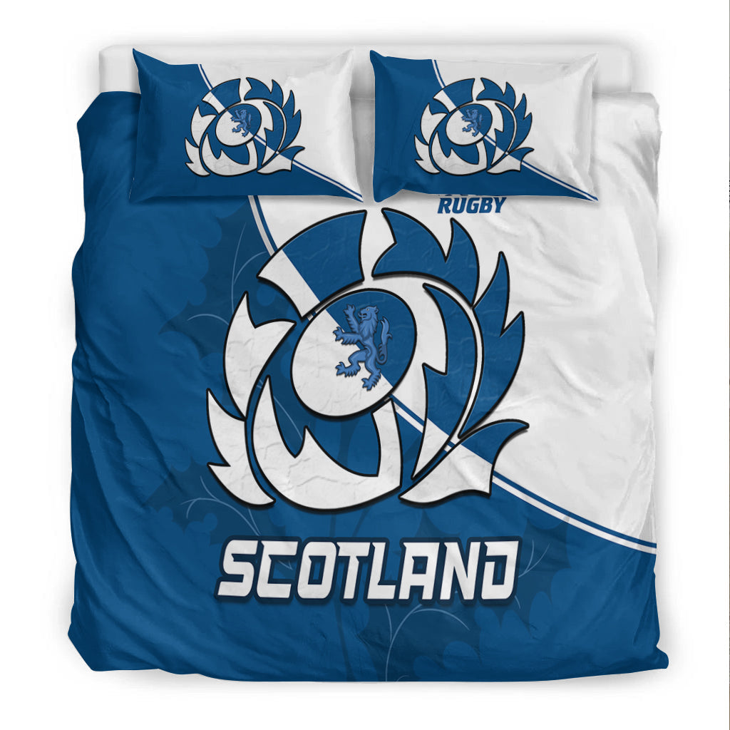 Scotland Rugby Bedding Set Scottish Coat Of Arms Mix Thistle Newest Version - Vibe Hoodie Shop