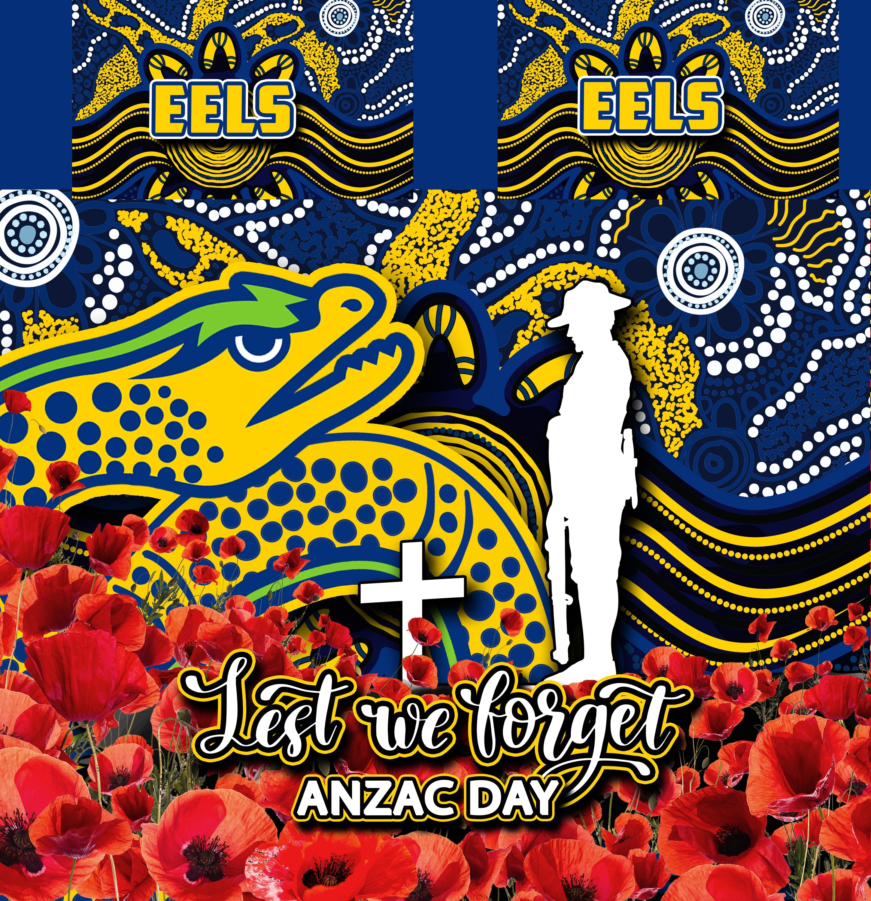 Eels Bedding Set ANZAC Day Poppy Flowers With Aboriginal - Vibe Hoodie Shop