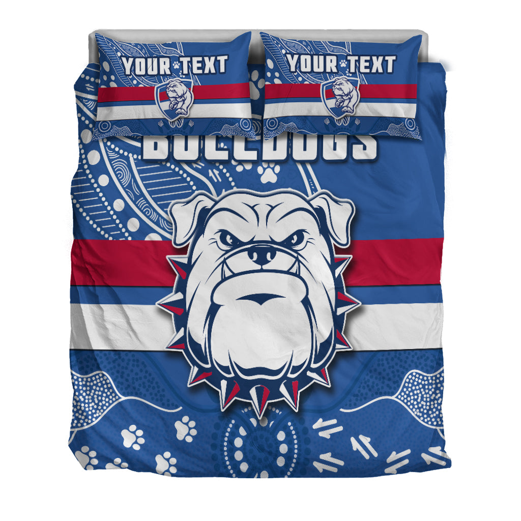 (Custom Personalised) Bulldogs Football Bedding Set Scraggers 1877 Aboriginal Dot Painting Newest Version - Vibe Hoodie Shop