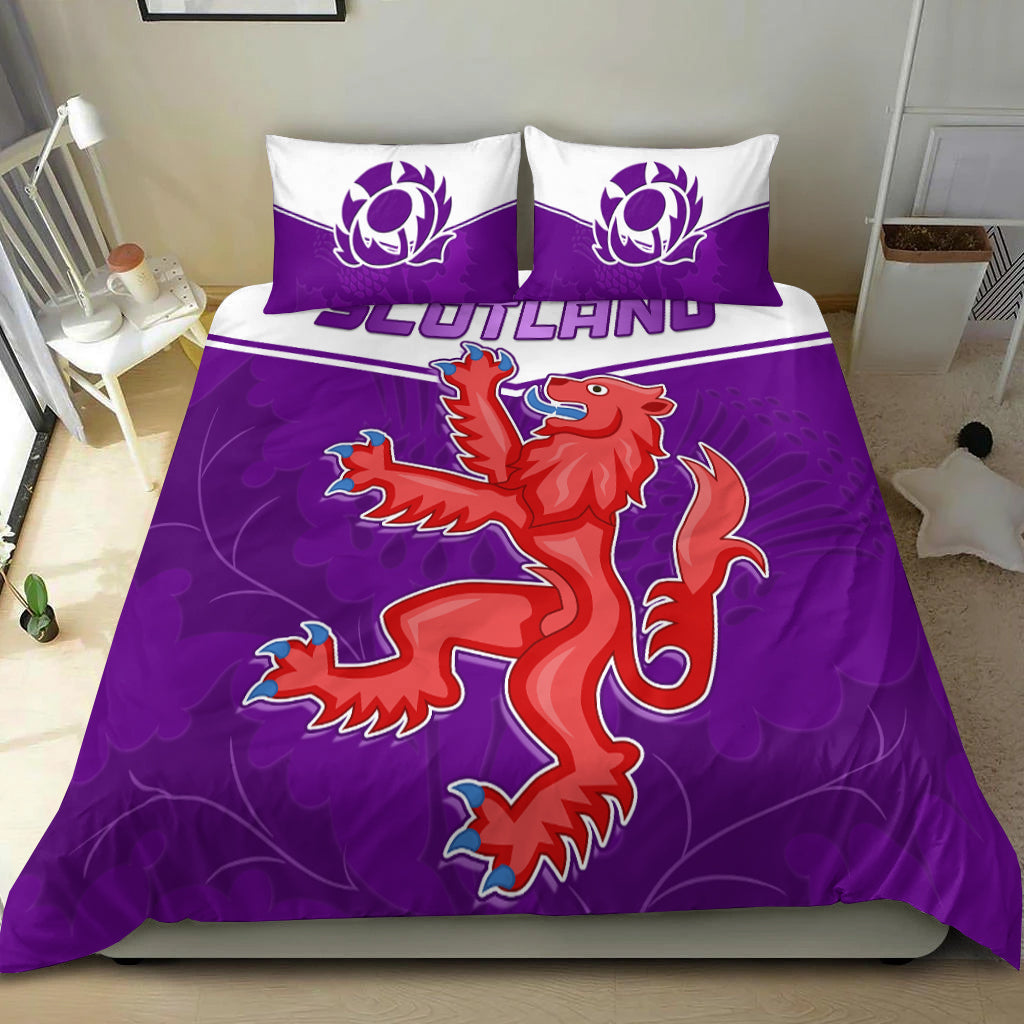Scottish Rugby Bedding Set Map Of Scotland Thistle Purple Version - Vibe Hoodie Shop