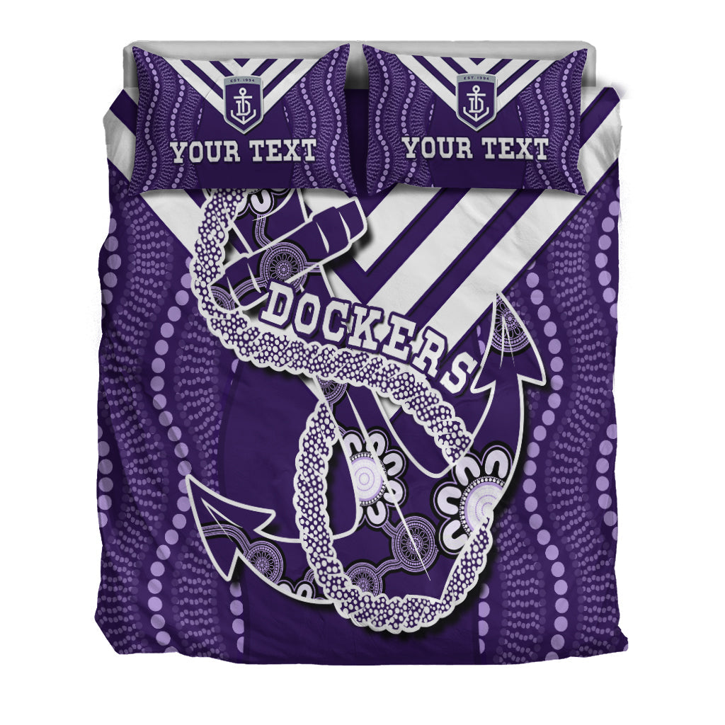 (Custom Personalised) Dockers Football Bedding Set Fremantle Anchor Mix Aboriginal Pattern Dynamic Style - Vibe Hoodie Shop