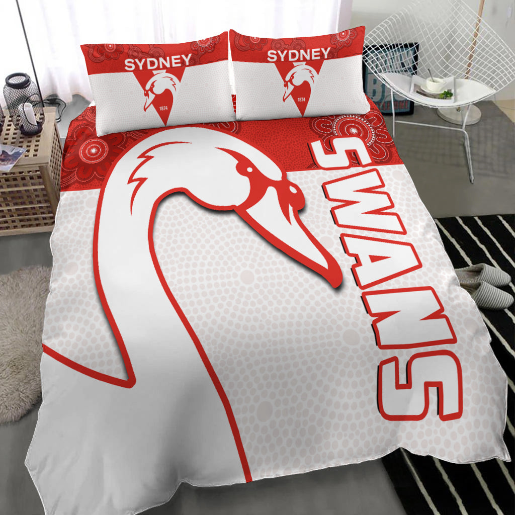 Sydney Football Bedding Set Swans 1874 Dot Painting Artsy - Vibe Hoodie Shop