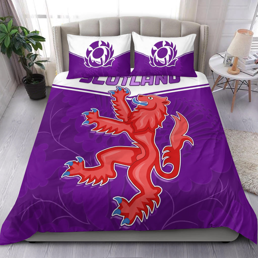 Scottish Rugby Bedding Set Map Of Scotland Thistle Purple Version - Vibe Hoodie Shop