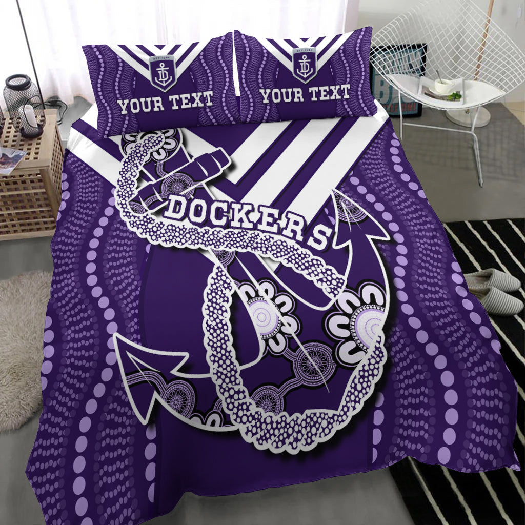 (Custom Personalised) Dockers Football Bedding Set Fremantle Anchor Mix Aboriginal Pattern Dynamic Style - Vibe Hoodie Shop