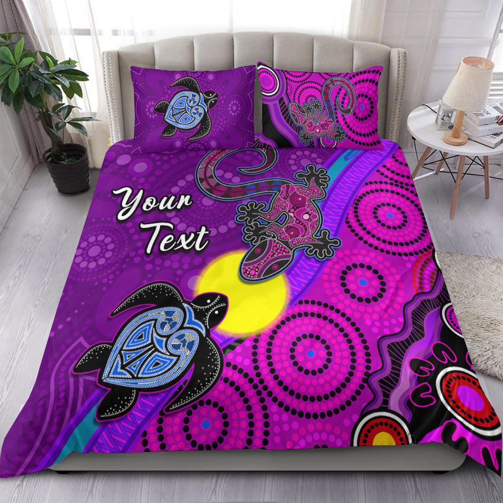 (Custom Personalised) Australia Lizard and Turtle Bedding Set Aboriginal Art Beautiful Life - Vibe Hoodie Shop