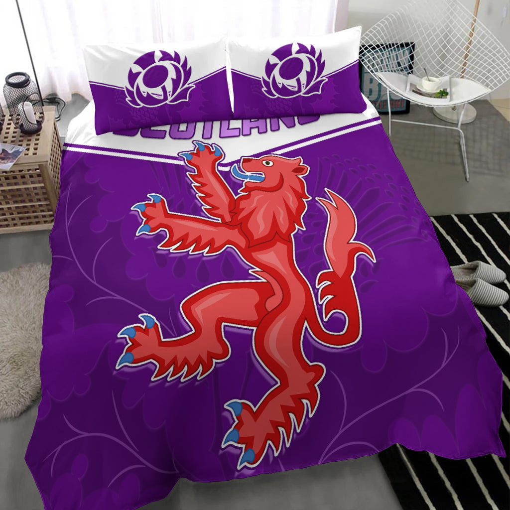 Scottish Rugby Bedding Set Map Of Scotland Thistle Purple Version - Vibe Hoodie Shop