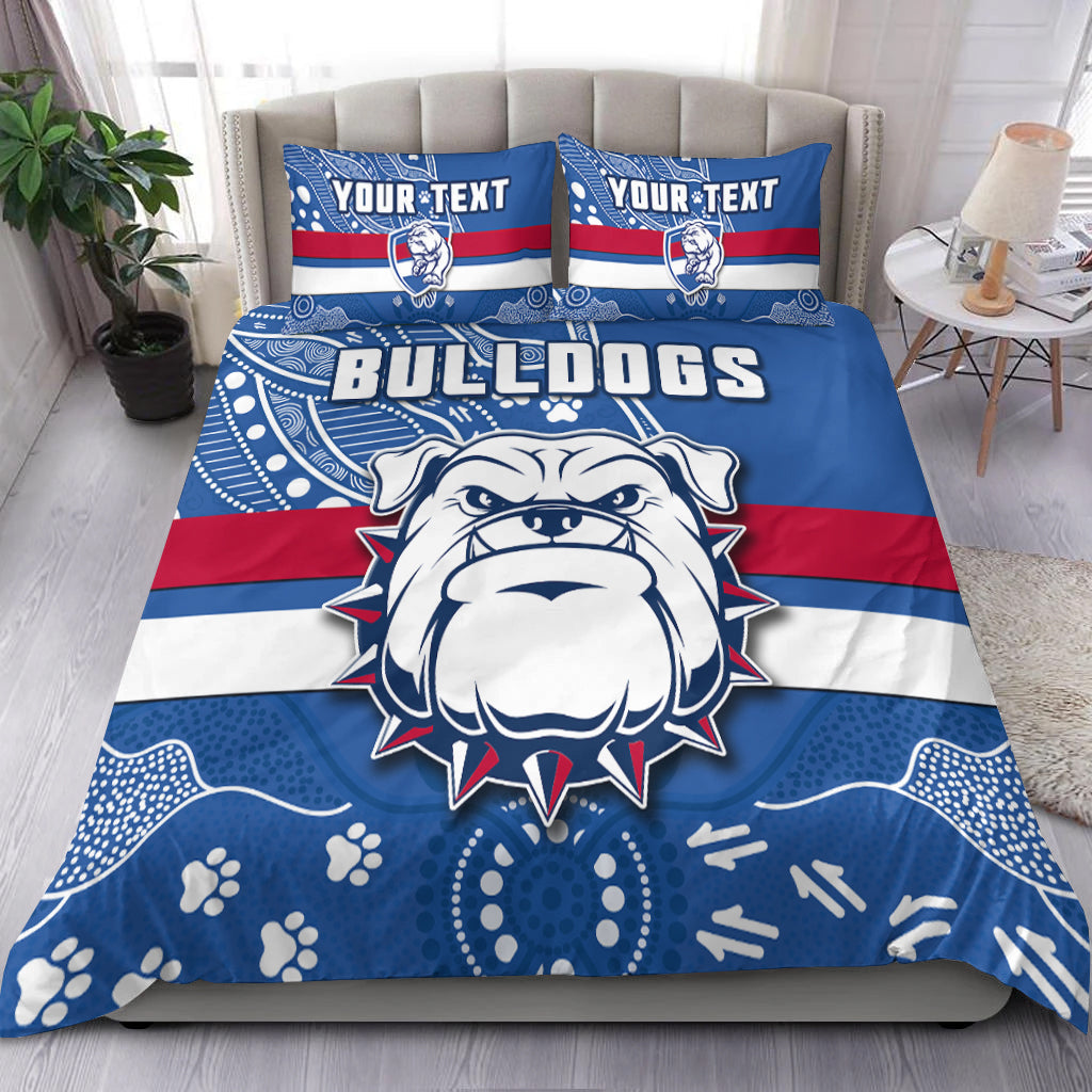 (Custom Personalised) Bulldogs Football Bedding Set Scraggers 1877 Aboriginal Dot Painting Newest Version - Vibe Hoodie Shop