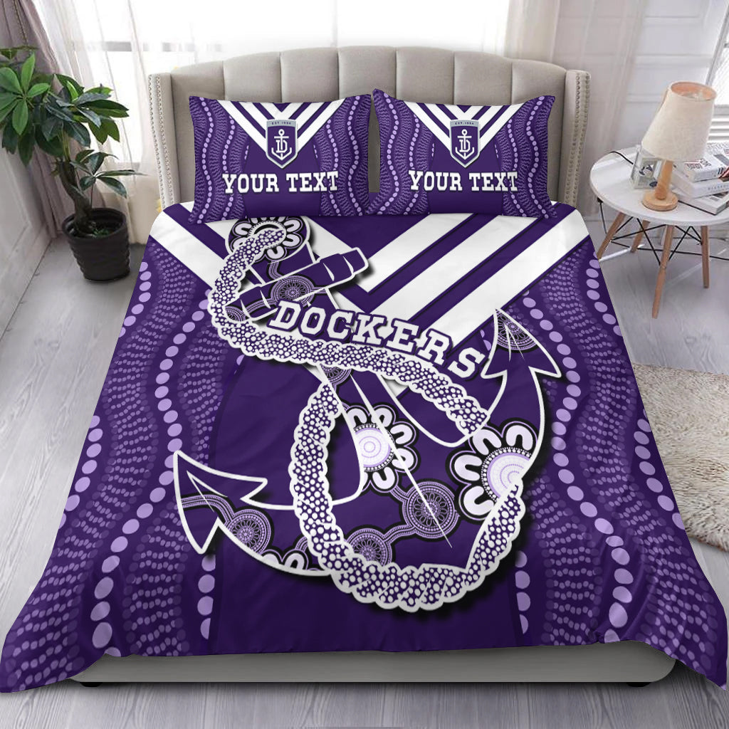 (Custom Personalised) Dockers Football Bedding Set Fremantle Anchor Mix Aboriginal Pattern Dynamic Style - Vibe Hoodie Shop