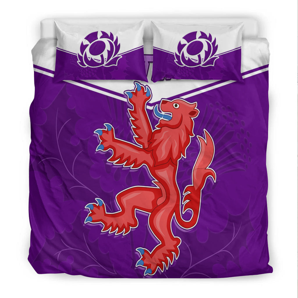 Scottish Rugby Bedding Set Map Of Scotland Thistle Purple Version - Vibe Hoodie Shop