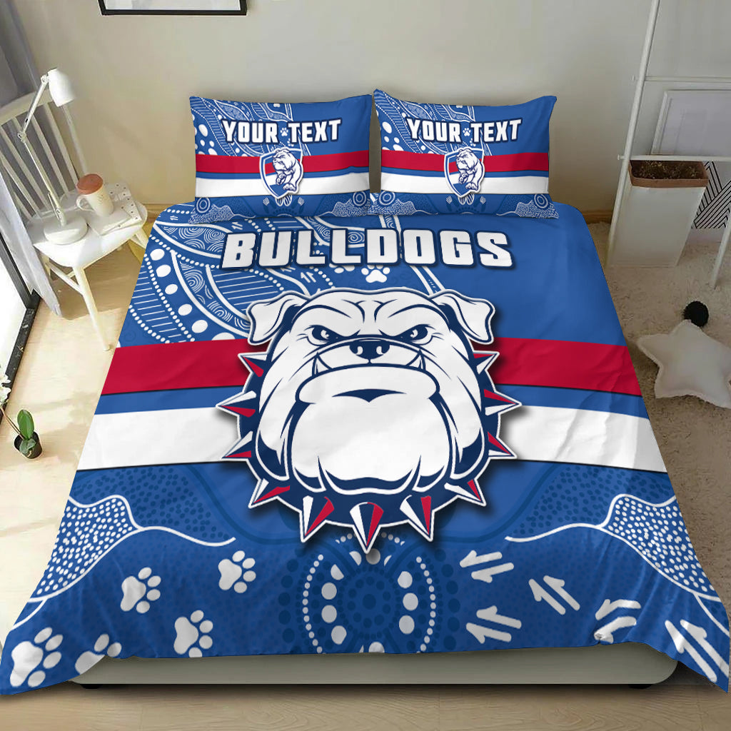 (Custom Personalised) Bulldogs Football Bedding Set Scraggers 1877 Aboriginal Dot Painting Newest Version - Vibe Hoodie Shop