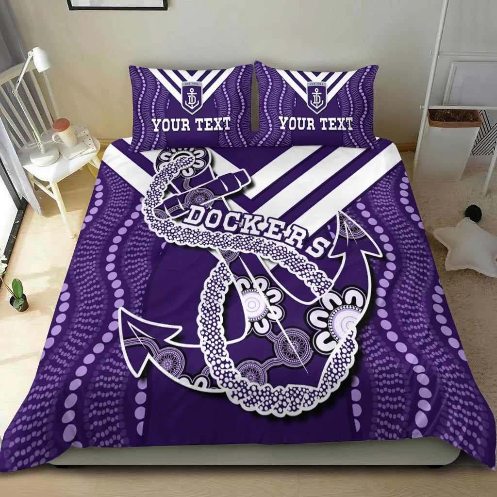 (Custom Personalised) Dockers Football Bedding Set Fremantle Anchor Mix Aboriginal Pattern Dynamic Style - Vibe Hoodie Shop