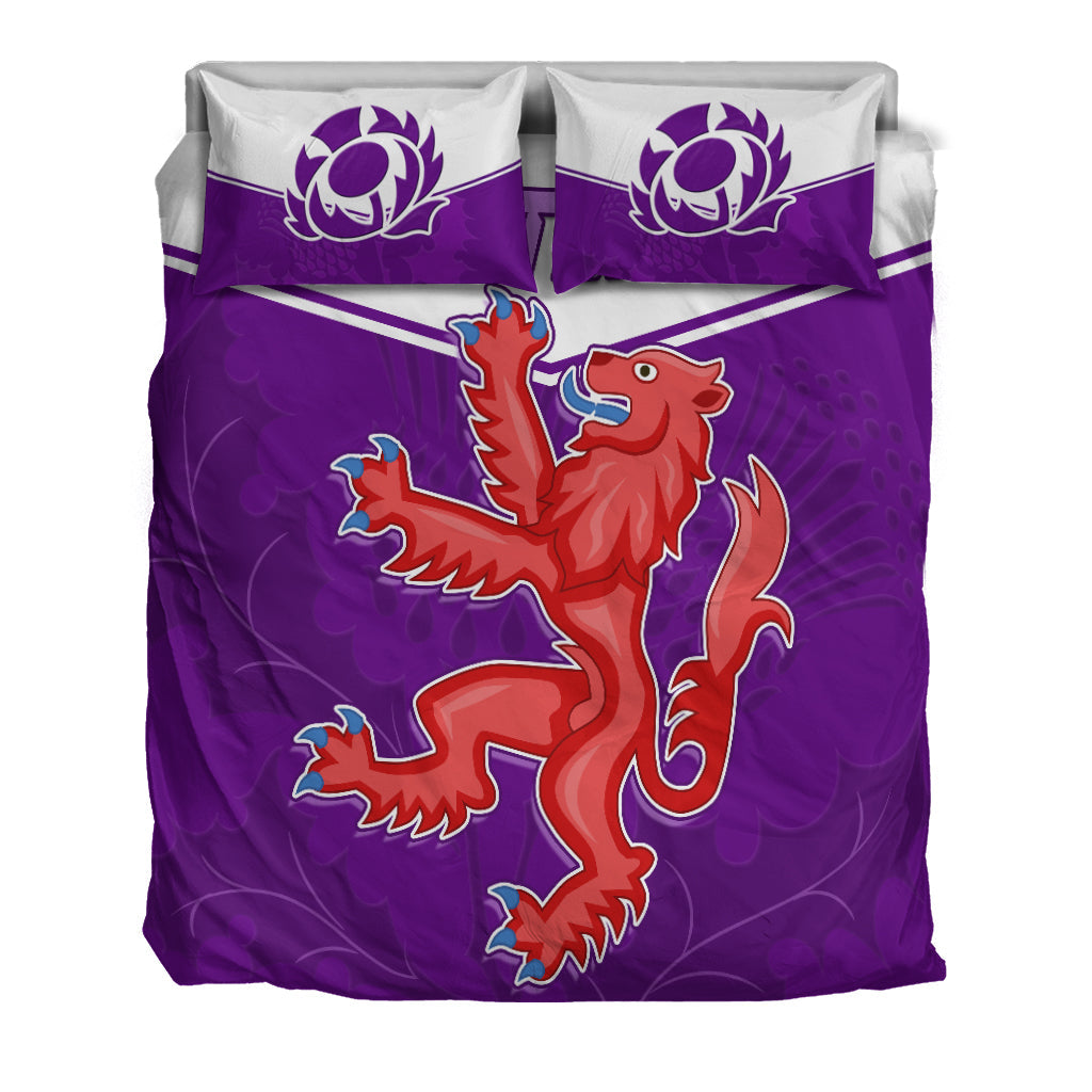 Scottish Rugby Bedding Set Map Of Scotland Thistle Purple Version - Vibe Hoodie Shop