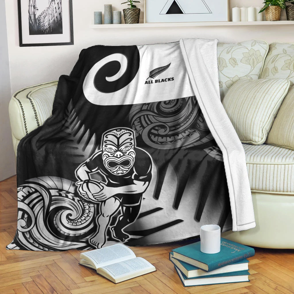 New Zealand Silver Fern Rugby Premium Blanket All Black Maori Koru - Vibe Hoodie Shop