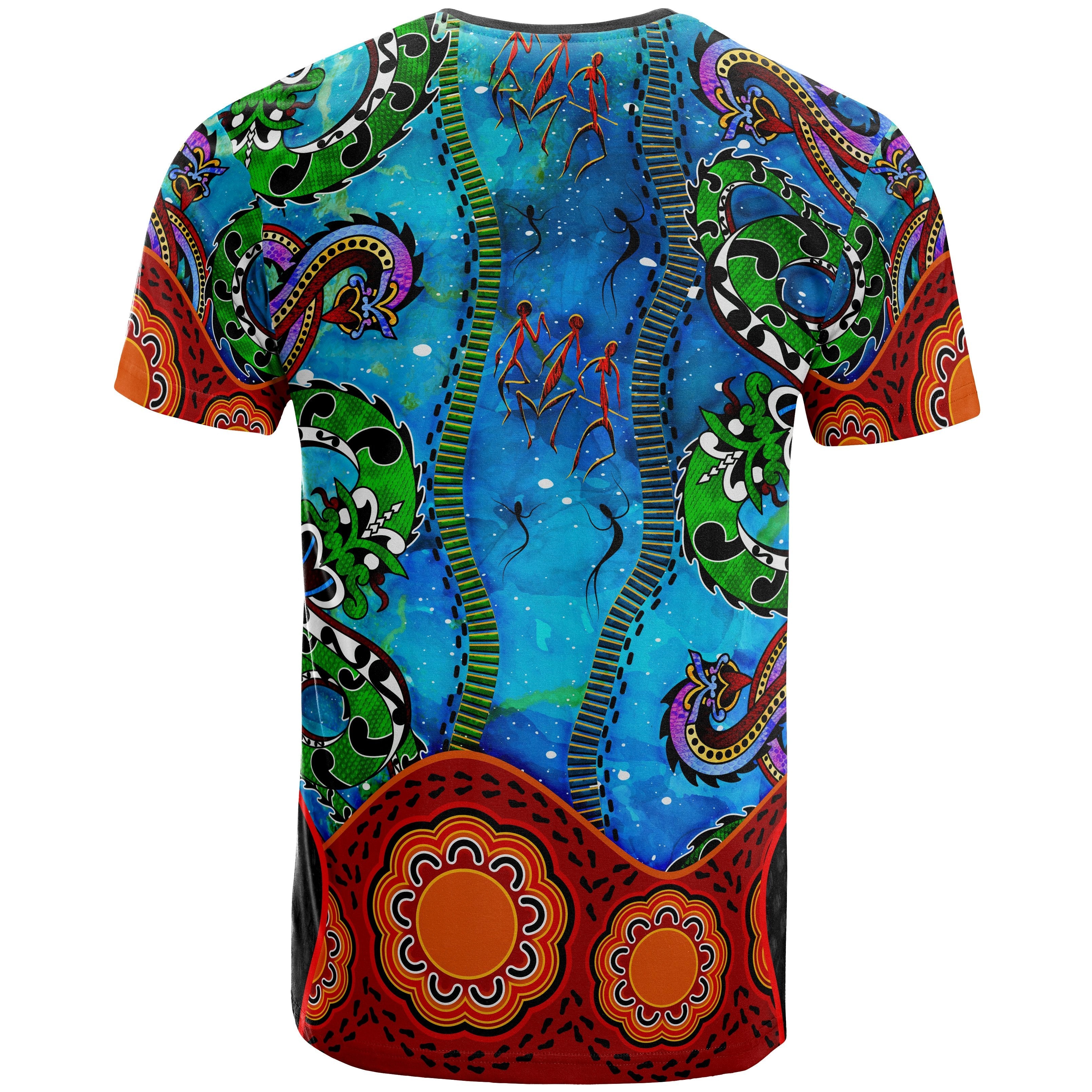 Aboriginal T shirt - Aussie Indigenous Patterns Blue - Vibe Hoodie Shop