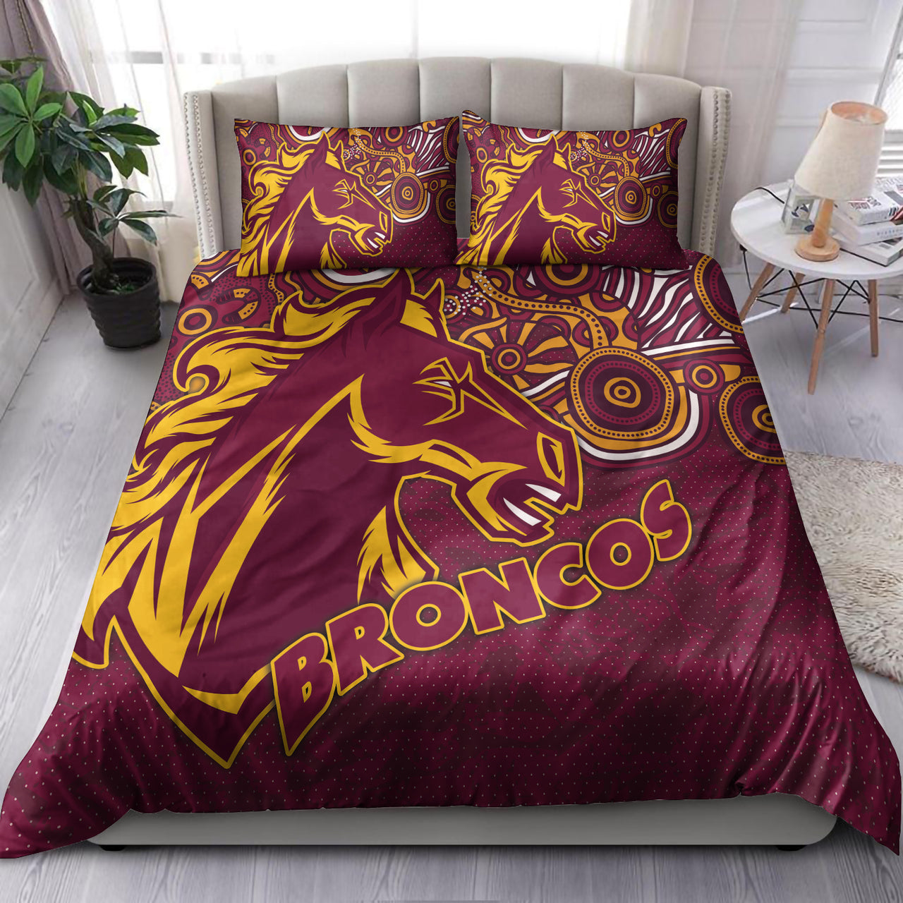 Broncos Rugby Bedding Set - Custom Super Indigenous Broncos Bedding Set RLT13 - Vibe Hoodie Shop