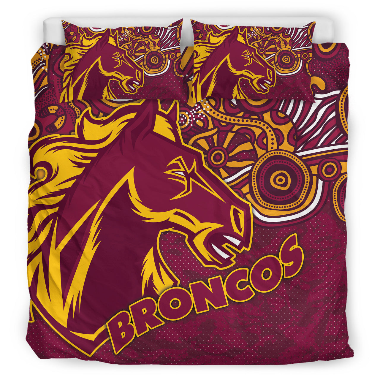 Broncos Rugby Bedding Set - Custom Super Indigenous Broncos Bedding Set RLT13 - Vibe Hoodie Shop
