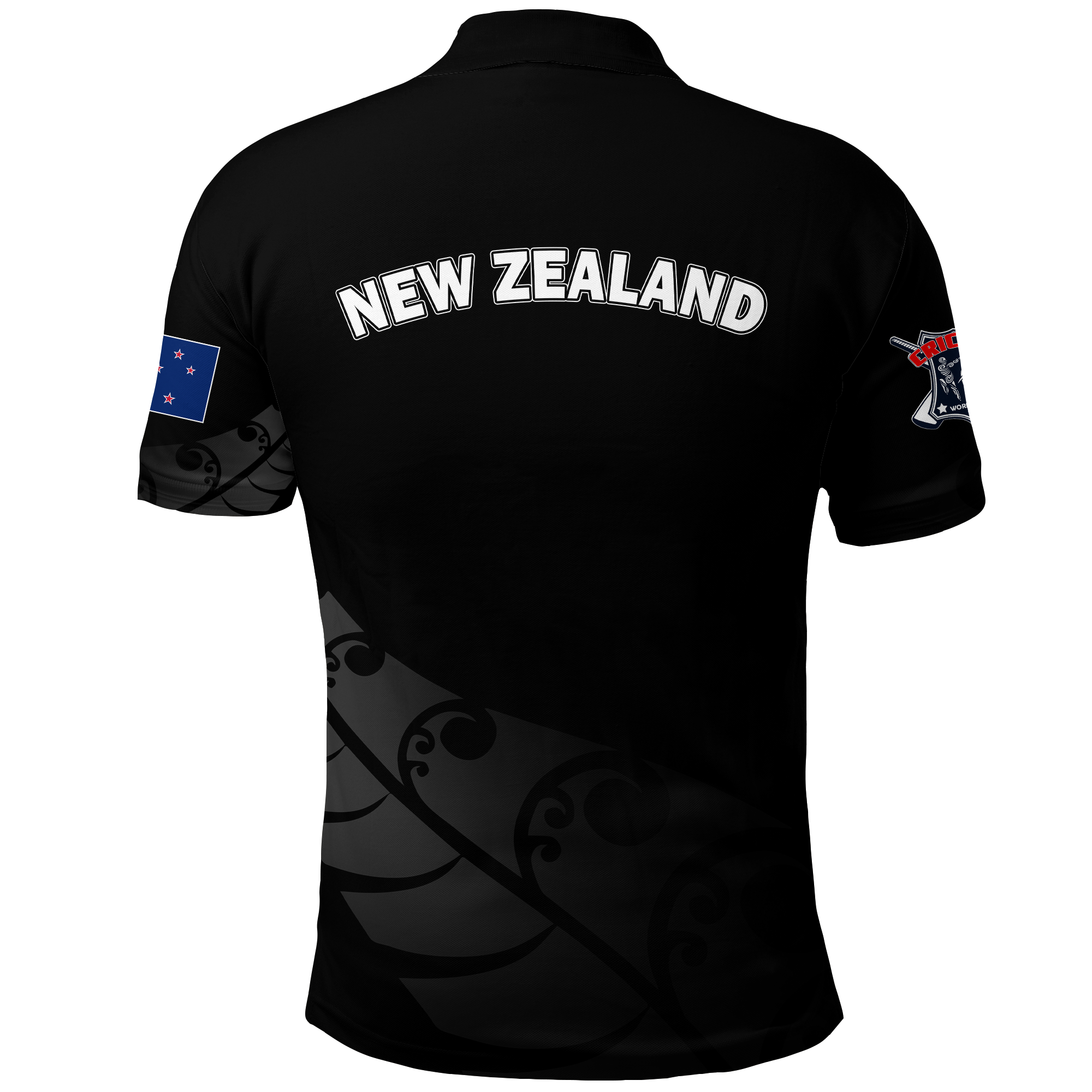 New Zealand Cricket T20 World Cup Men's Fern Maori Polo Shirt - - Vibe Hoodie Shop