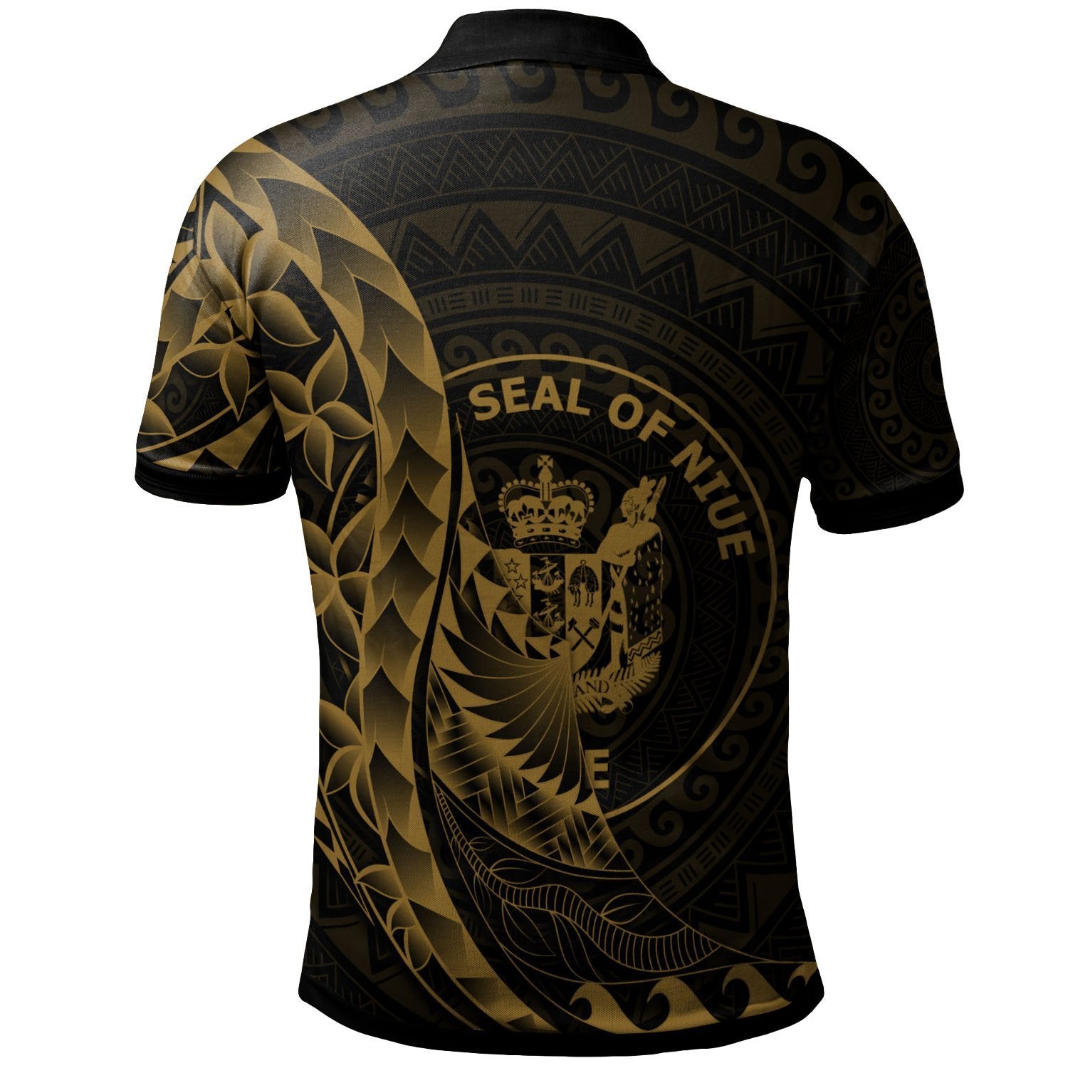 Niue Polo Shirt - Polynesian Pattern Style Gold Color - Vibe Hoodie Shop