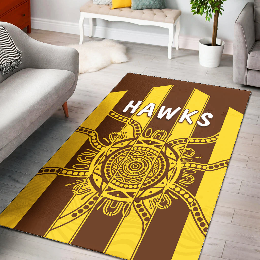 Hawks Indigenous Area Rug Hawthorn Football 02 - Vibe Hoodie Shop