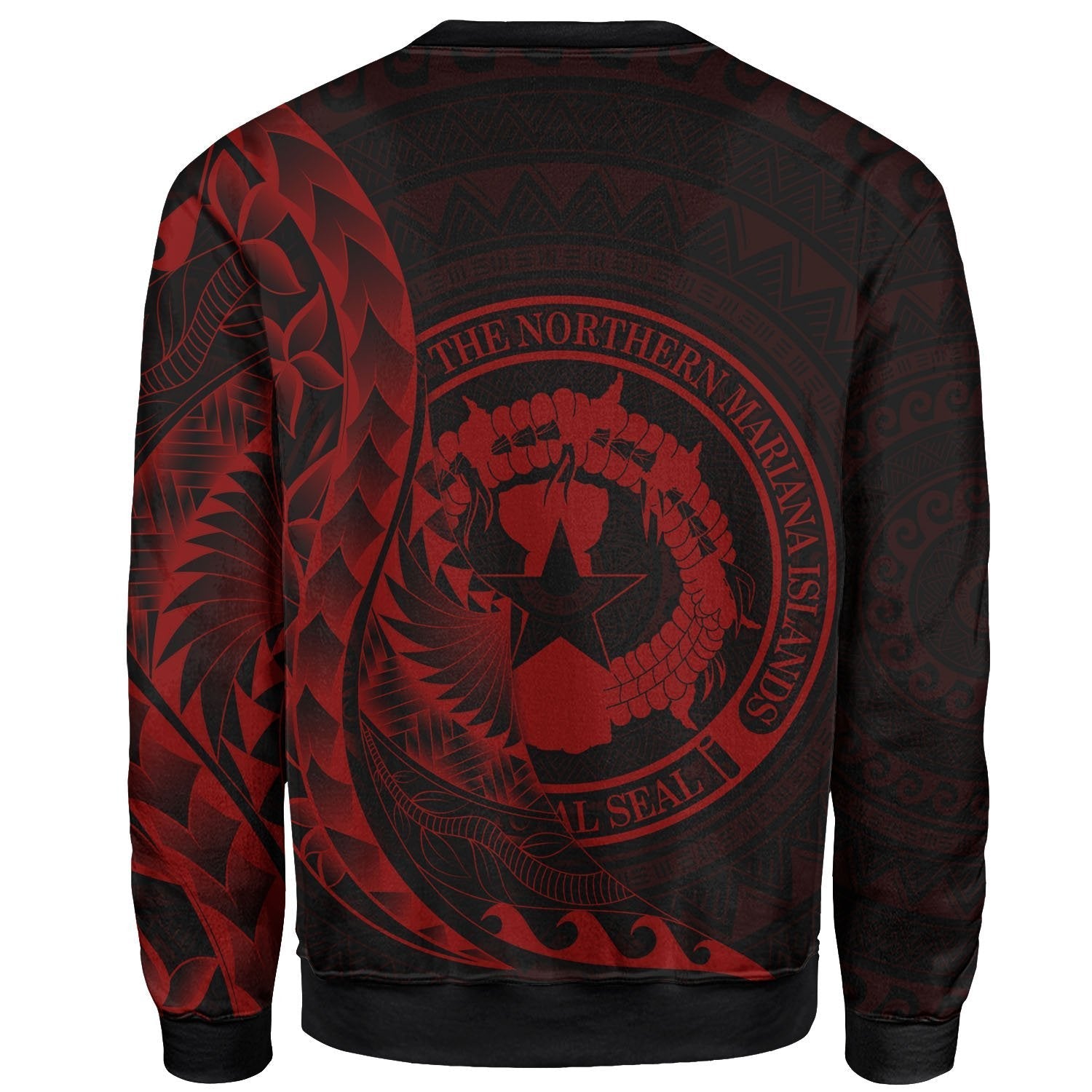 Northern Mariana Islands Sweatshirt - Custom Personalised Polynesian Pattern Style Red Color - Vibe Hoodie Shop