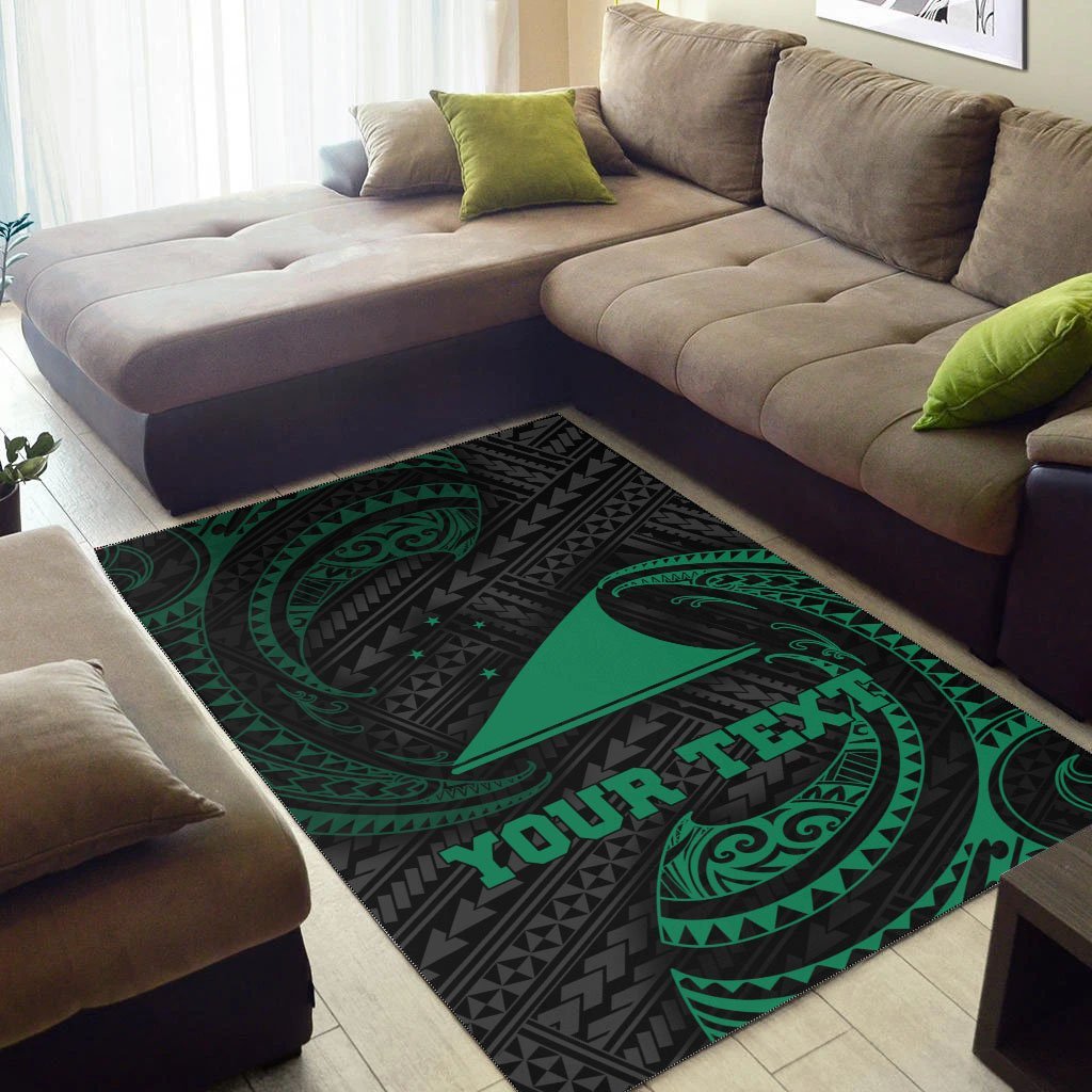 Tokelau Polynesian Custom Personalised Area Rug - Green Tribal Wave - Vibe Hoodie Shop