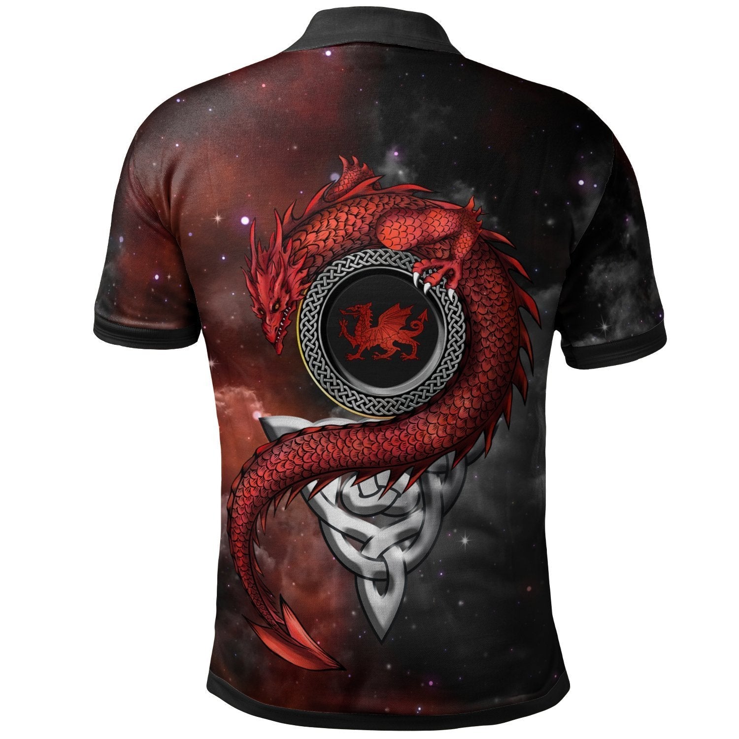 Wales Celtic Polo Shirt - Dragon With Celtic - Vibe Hoodie Shop