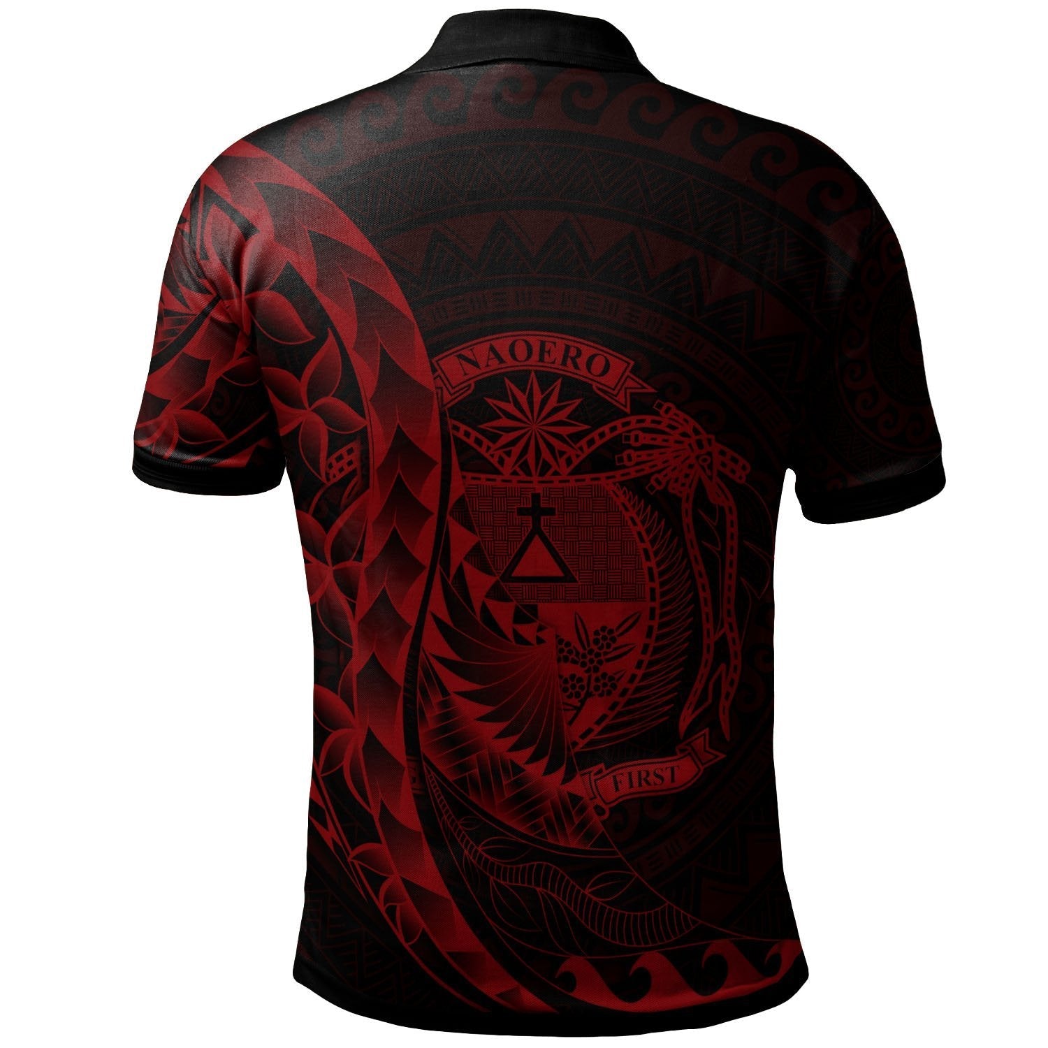 Nauru Polo Shirt - Custom Personalised Polynesian Pattern Style Red Color - Vibe Hoodie Shop