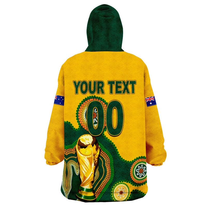 (Custom Personalised And Number) Australia Soccer Socceroos Wearable Blanket Hoodie World Cup 2022 - Vibe Hoodie Shop