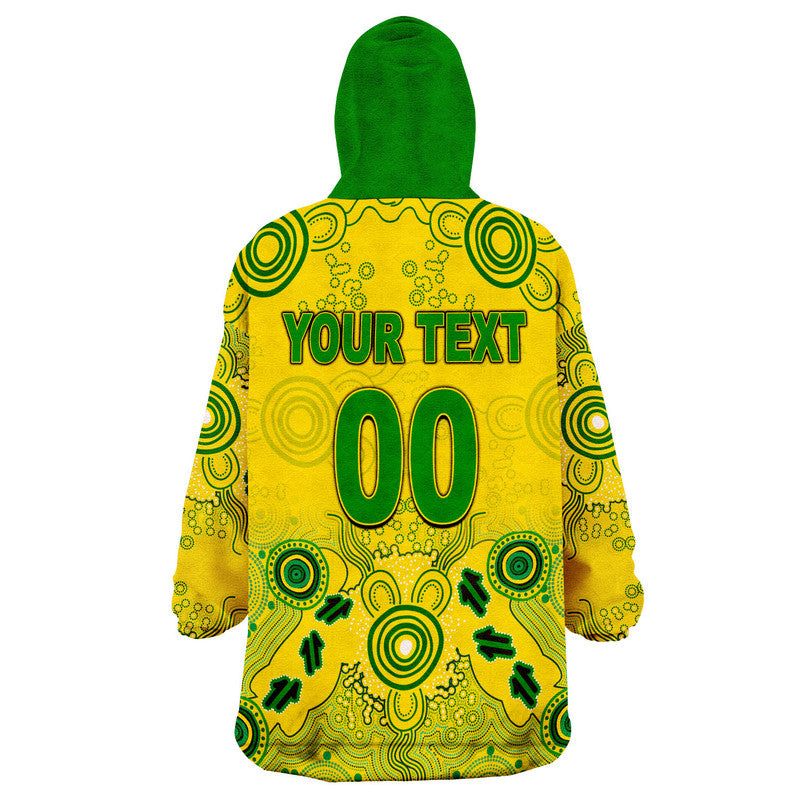 (Custom Personalised And Number) Australia Soccer Socceroos Wearable Blanket Hoodie Aboriginal Style - Vibe Hoodie Shop