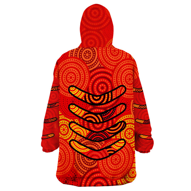 Boomerang Aboriginal Dot Patterns Wearable Blanket Hoodie Red Style - Vibe Hoodie Shop