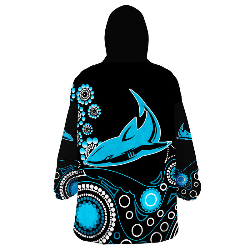 Sharks Rugby Wearable Blanket Hoodie Aboriginal - Vibe Hoodie Shop