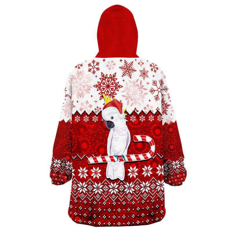 Aboriginal Christmas 2022 Cockatoo Wearable Blanket Hoodie Red Style - Vibe Hoodie Shop