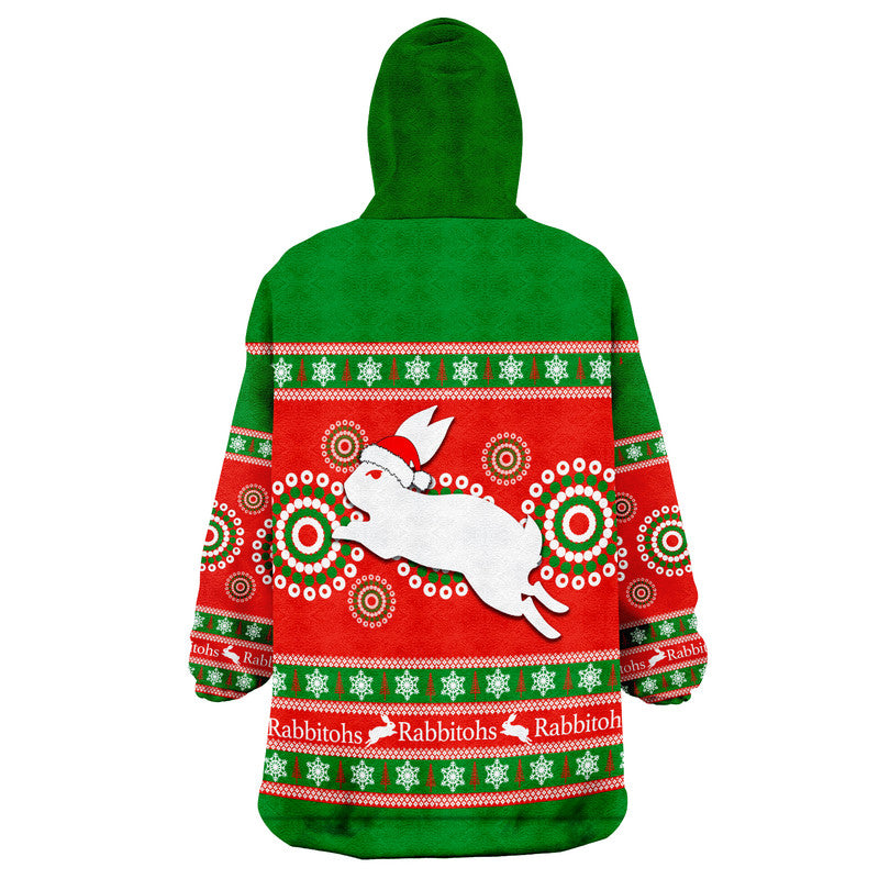 Rabbitohs Rugby Wearable Blanket Hoodie Christmas - Vibe Hoodie Shop
