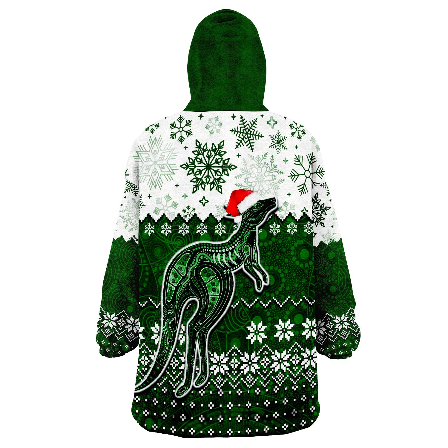 Aboriginal Christmas 2022 Kangaroo Wearable Blanket Hoodie Green Style - Vibe Hoodie Shop