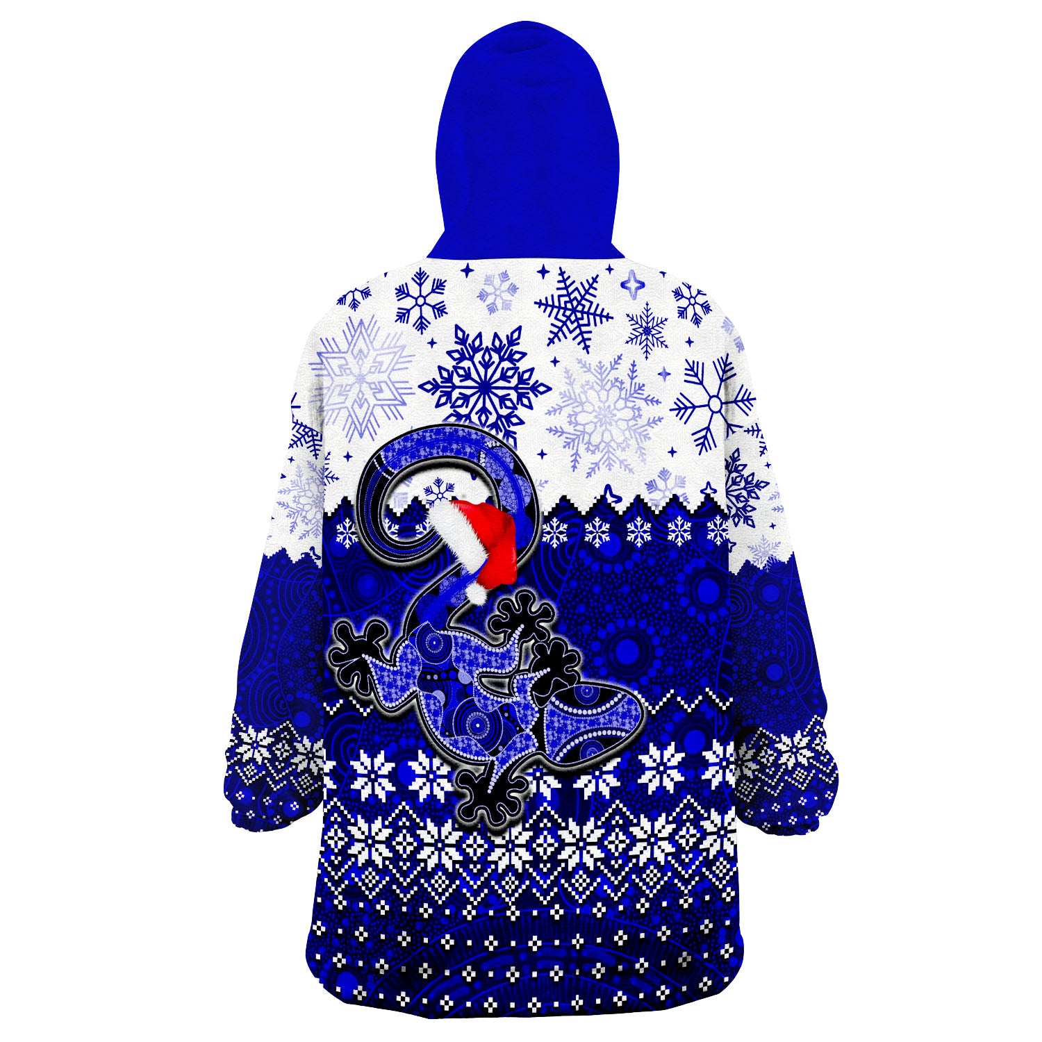 Aboriginal Christmas 2022 Lizard Wearable Blanket Hoodie Blue Style - Vibe Hoodie Shop