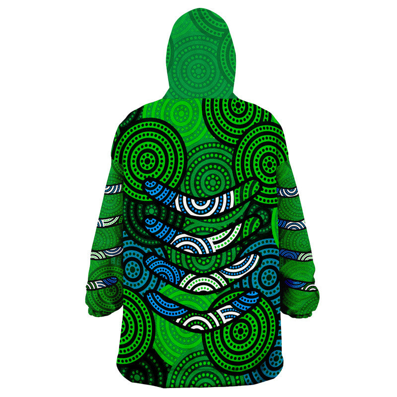 Boomerang Aboriginal Dot Patterns Wearable Blanket Hoodie Green Style - Vibe Hoodie Shop